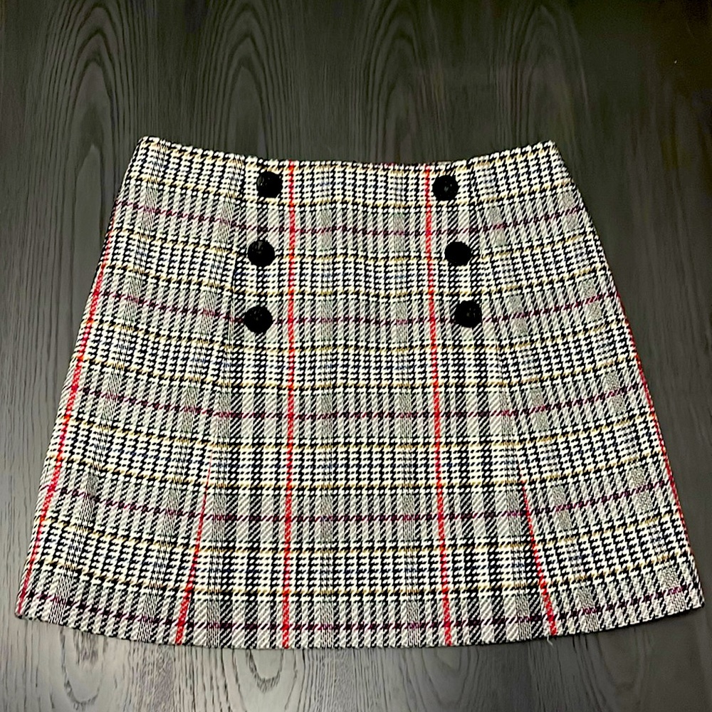 Veronica Beard Starck Double Breasted Plaid Mini Skirt